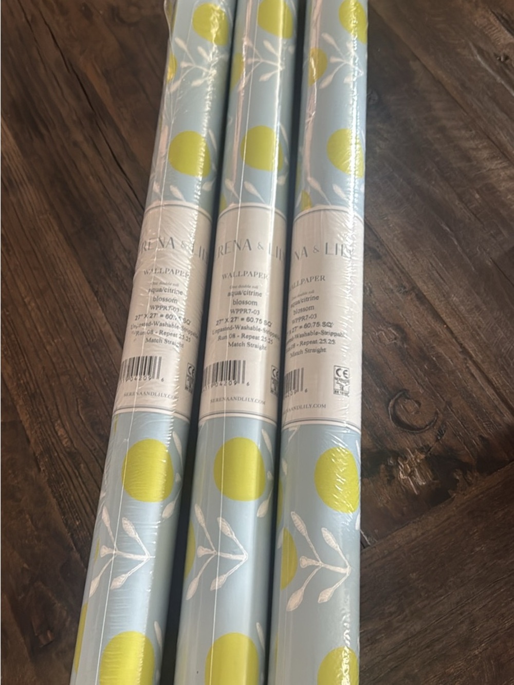Serena & Lily Aqua and Citrine Blossom Wallpaper Rolls